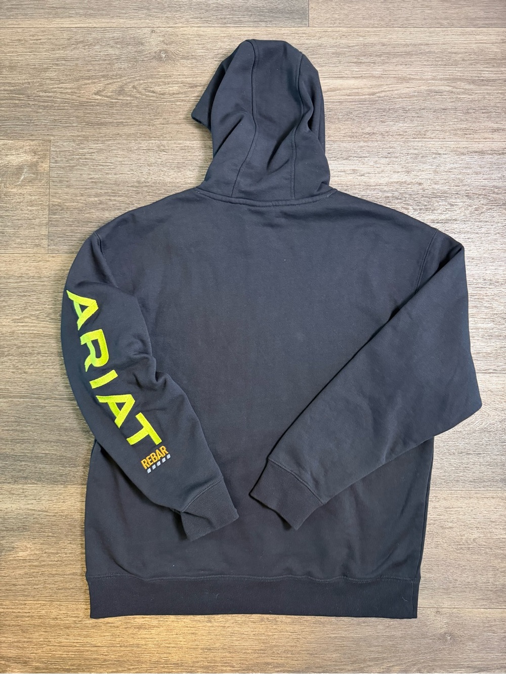 Ariat Black Hoodie with Neon Yellow Sleeve Logo - Picture 6 of 6